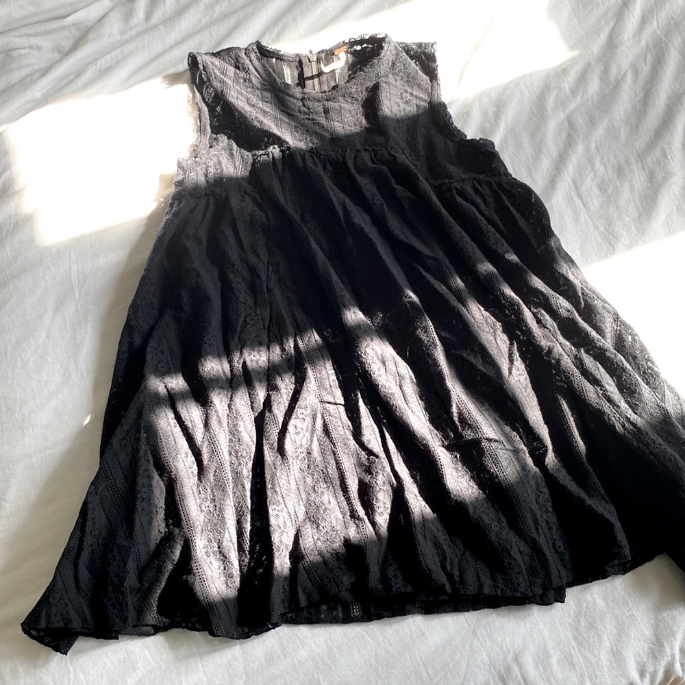 Free People A-Line black lace mini dress